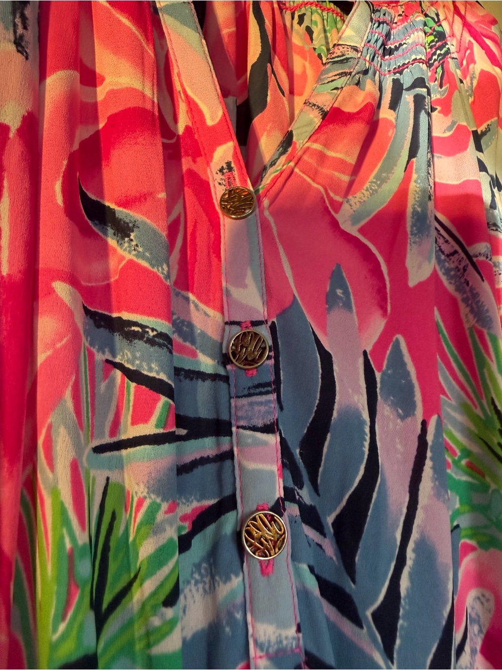 Lilly Pulitzer Pink & Blue Floral Long Sleeve Maxi Dress - Picture 4 of 6